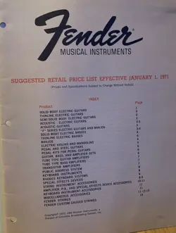 1971 FENDER PRICELIST.