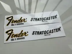 2PCS FENDER GUITAR STRATOCASTER VINYL UV TRANSFER RAISED HEADSTOCK DECAL STICKER