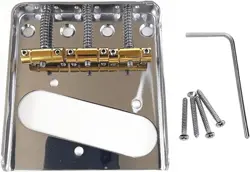 CHROME BRIDGE ASSEMBLY WITH 3 BRASS SADDLES SET FOR FENDER TELECASTER TELE VINTA