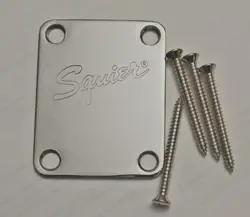 FENDER SQUIER SCRIPT NECK PLATE W/MOUNTING SCREWS TELE STRATOCASTER NEAR MINT