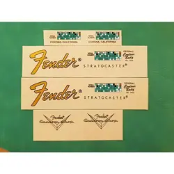 2PCS WATERSLIDE TRANSFER DECALS STICKER FOR FENDER STRATOCASTER GUITAR HEADSTOCK