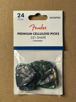 FENDER GUITAR PICKS 351 SHAPE PREMIUM CELLULOID 24 PACK AUSTIN BAZAAR EXCLUSIVE
