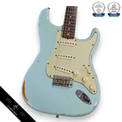 FENDER CUSTOM SHOP 1960 STRATOCASTER RELIC DAPHNE BLUE FLAME MAPLE GUITAR