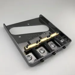BLACK FENDER VINTAGE STYLE TELECASTER GUITAR BRIDGE BRASS SADDLES THROUGH BODY