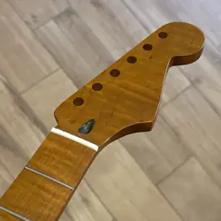 ROASTED FLAME MAPLE STAINLESS STRAT GUITAR NECK NITRO SATIN FITS FENDER SM22BS5