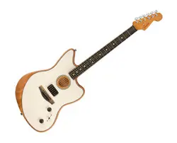 USED FENDER AMERICAN ACOUSTASONIC JAZZMASTER ARCTIC WHITE W/ EBONY FB