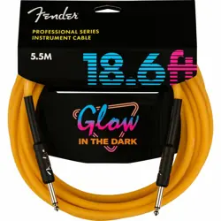 FENDER PROFESSIONAL SERIES GLOW IN THE DARK 18.6 FT. INSTRUMENT CABLE, ORANGE
