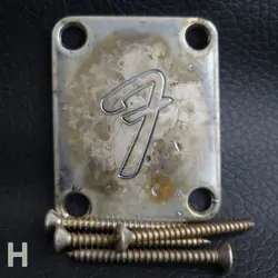FENDER VINTAGE F NECK PLATE 0991448100 STRATOCASTER TELECASTER *AGED RELIC (H)