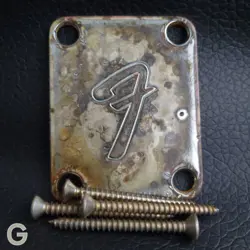 FENDER VINTAGE F NECK PLATE 0991448100 STRATOCASTER TELECASTER *AGED RELIC (G)