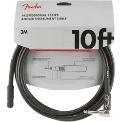 FENDER PROFESSIONAL SERIES INSTRUMENT CABLE, 10' STRAIGHT/ANGLE, BLACK