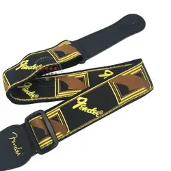 FENDER ADJUSTABLE THICKENED FABRIC EMBROIDERY PU LEATHER GUITAR BASS STRAP BLACK