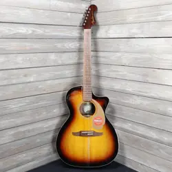 FENDER NEWPORTER PLAYER ACOUSTIC GUITAR SUNBURST FINISH AS IS BODY DAMAGE