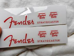 2PCS RED V NECK HEADSTOCK VINYL UV STICKERS FOR FENDER STRATOCASTER GUITAR BASS