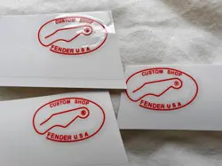 3PCS FENDER TELE STRAT CUSTOM SHOP GUITAR V NECK HEADSTOCK RED VINYL UV STICKERS