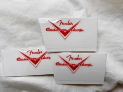 3PCS FENDER TELE STRAT CUSTOM SHOP V GUITAR BASS HEADSTOCK RED VINYL UV STICKERS