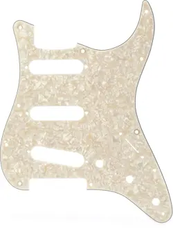FENDER 11-HOLE MODERN-STYLE STRATOCASTER S/S/S PICKGUARD - AGED WHITE MOTO