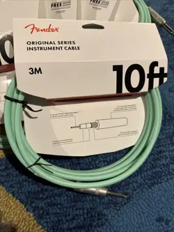 GENUINE FENDER ORIGINAL SERIES INSTRUMENT/GUITAR CABLE, SURF GREEN, 10 FT