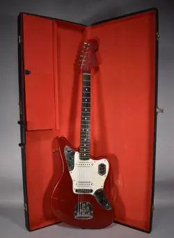 C. 1960S SERVICEMAN JAGUAR FENDER COPY CANDY APPLE RED W/HSC