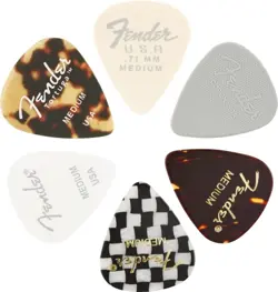 FENDER 351 MEDLEY GUITAR PICKS 6-PACK ASSORTED COLORS FOR MUSICIANS