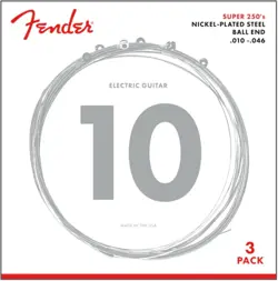 FENDER SUPER 250 ELECTRIC GUITAR STRINGS NICKEL PLATED STEEL 3-PACK .010-.046