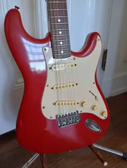 VINTAGE 1989 FENDER SQUIER II STRATOCASTER, TORINO RED, INDIA, ALL ORIGINAL