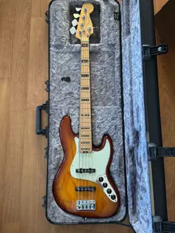 MINT CONDITION - FENDER AMERICAN ELITE JAZZ BASS V, TOBACCO SUNBURST W/ CASE