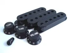 TRUE CUSTOM SHOP® BLACK PICKUP COVERS KNOBS & SWITCH TIP FOR FENDER STRATOCASTER