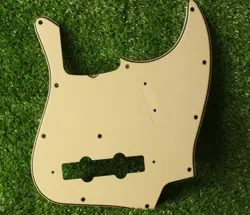AGED PICKGUARD FOR FENDER JAZZ BASS - VINTAGE CREAM WIDE BEVEL APG326