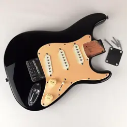2015 BLACK SQUIER MINI LOADED ELECTRIC GUITAR BODY ~ WORKING ELECTRONICS ~