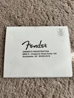 2002 FENDER GUITAR OWNERS REGISTRATION 