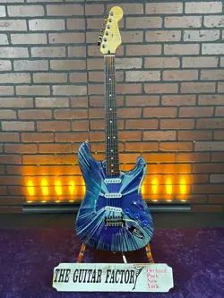 2003 FENDER FSR SPLATTERCASTER STANDARD STRATOCASTER MIDNIGHT BLUE SWIRL OVER...