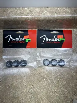 LOT OF 2 FENDER GENUINE PARTS KNOBS, STRAT BLACK 1-VOL/2- TONE P.N. 0991365000