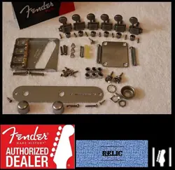 FENDER TELECASTER AGED RELIC CHROME COMPENSATED HARDWARE SET W/ TUNERS USA TELE