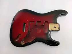 2006 STARCASTER BY FENDER STRATOCASTER BODY FLAME MAPLE BASSWOOD BLACK RED BURST