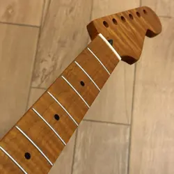 4A 22 FRET TIGER ROASTED FLAME MAPLE STRAT ST GUITAR NECK NITRO SATIN FOR FENDER