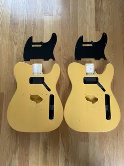 LOT OF 2X FENDER SQUIER SONIC TELECASTER BODY BUTTERSCOTCH BLONDE W/ PICK GUARDS