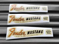 INSTALLATION FREE! 3PCS FENDER MUSTANG GUITAR BASS DIE CUT PVC HEADSTOCK STICKER