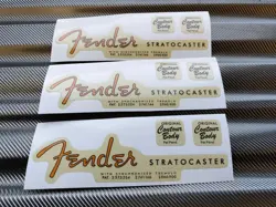 INSTALLATION FREE! 3PCS FENDER STRAT GUITAR DIE CUT PVC HEADSTOCK STICKER DECALS