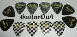  FENDER MEDIUM GUITAR PICKS CHECKERED, BLACK MOTO  AND 351 BLACK  