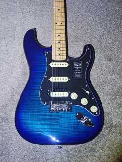 FENDER 2024 70TH ANNIVERSARY STRATOCASTER BLUE FLAME MAPLE FRETBOARD  MIM