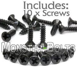 # 4 X 1/2 BLACK PICKGUARD / CAVITY COVER SCREWS - QTY 10 - FOR FENDER GUITARS