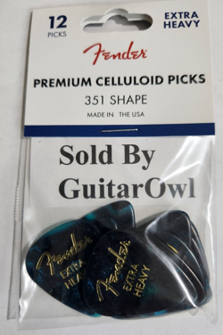 FENDER EXTRA HEAVY GUITAR PICKS 351 OCEAN TURQUOISE 12 PICKS MADE IN THE USA