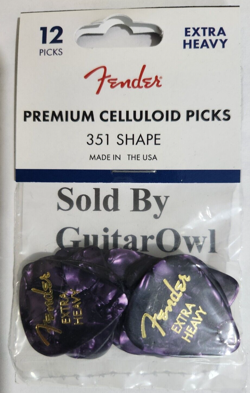 FENDER EXTRA HEAVY GUITAR PICKS 351 PURPLE MOTO 12 PICKS MADE IN THE USA