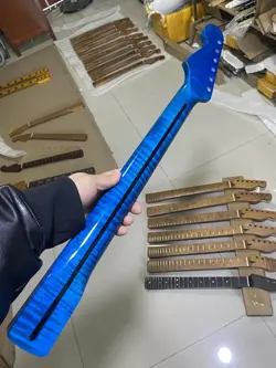 FENDER STRAT REPLACEMENT 21FRETS BLUE FLAME MAPLE ELECTRIC GUITAR NECK BRIGHT