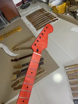 FENDER STRAT REPLACEMENT 22FRETS RED ROASTED FLAME MAPLE ELECTRIC GUITAR NECK