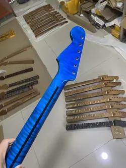 FENDER STRAT REPLACEMENT 21FRETS BLUE ROASTED FLAME MAPLE  ELECTRIC GUITAR NECK