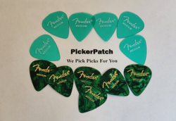 FENDER MEDIUM  351 GUITAR PICKS SURF GREEN - GREEN MOTO 12 PICKS   #60