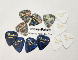 FENDER HEAVY 351 GUITAR PICKS WHITE 351 - BLUE MOTO - ABALONE - 12 PICKS   #6