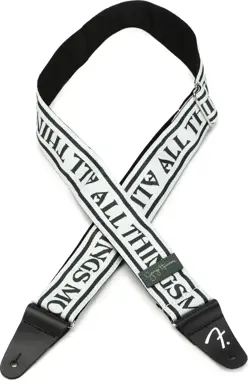 FENDER GEORGE HARRISON ALL THINGS LOGO GUITAR STRAP - BLACK/WHITE