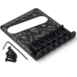 BLACK RETRO FENDER TELECASTER ELECTRIC GUITAR BRIDGE 6-SADDLES CONTROL PLATE C